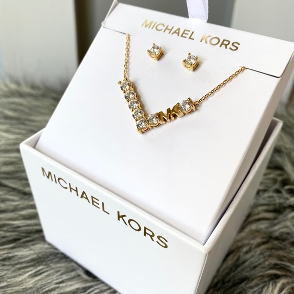 NWT authentic MK gold tone necklace earrings set - Picture 4 of 5